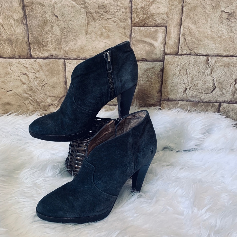 Frye Suede Harlow Campus Bootie Heels - Picture 5 of 8